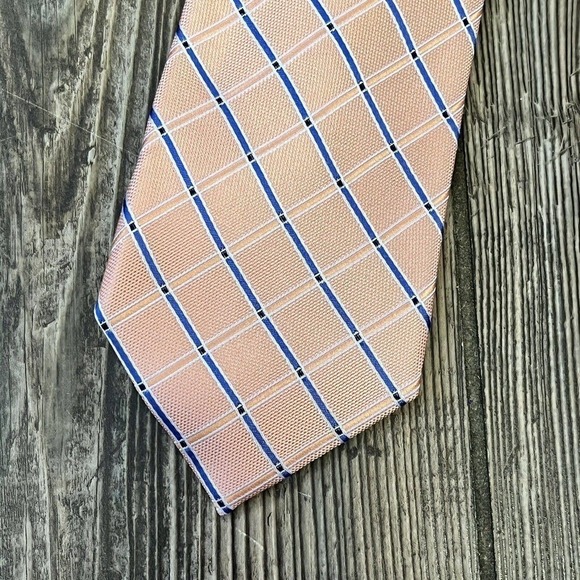 MICHAEL Kors Orange Blue Crosshatch Silk Tie - Picture 7 of 7